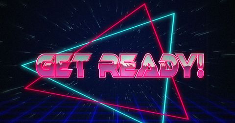 Retro Futuristic 'Get Ready' Glitch Poster Design