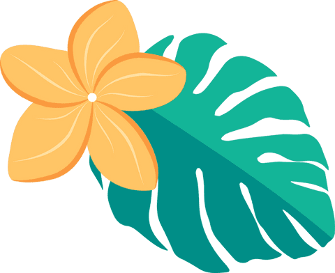 tropical yellow flower with teal monstera leaf transparent design - Download Free Stock Videos Pikwizard.com