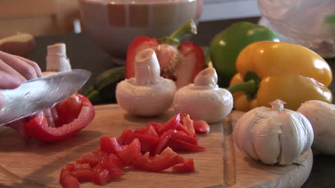 Preparing Fresh Vegetables for Cooking with Slicing Knife