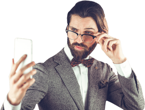 Bearded Businessman in Glasses Taking Selfie Through Transparent Mobile - Download Free Stock Videos Pikwizard.com