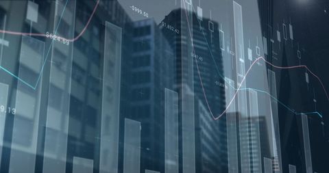 Financial Data and Statistics Overlay on City Buildings - Download Free Stock Images Pikwizard.com