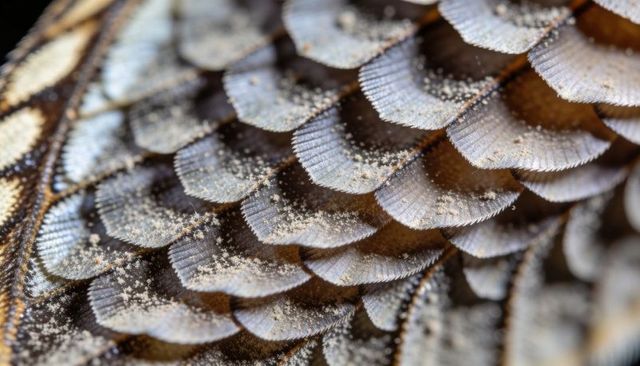 Iridescent insect wing scales ultra macro detail with scalloped edges and fine scale dust