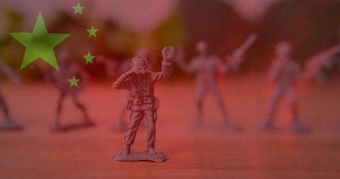 Toy Soldiers Silhouetted Against Chinese Flag Background - Download Free Stock Images Pikwizard.com