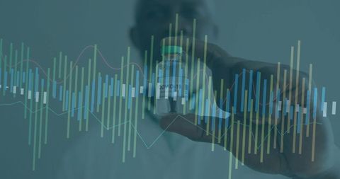 Scientist Analyzing COVID-19 Vaccine Data with Graphs