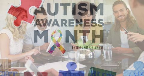 Autism Awareness Month Overlaid on Group Meeting