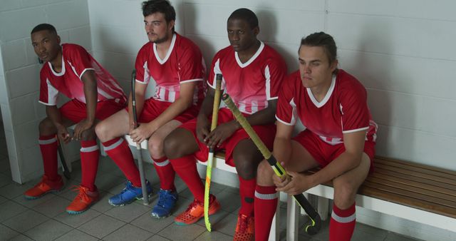 Field Hockey Players Sitting In Locker Room Looking Tense Before Match - Download Free Stock Images Pikwizard.com