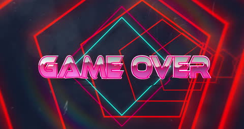 Retro Game Over Screen with Neon Shapes