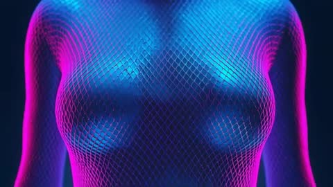 Futuristic Neon-Lit Bust with DigitaI Wireframe Grid