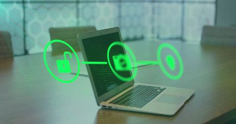 Digital Media Interface with Laptop in Office Setting