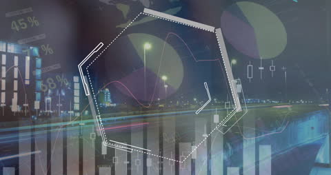 Data Analytics Concept with Overlayed Graphs and Traffic Time-lapse
