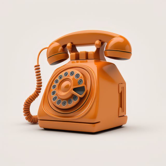 Vintage Orange Rotary Telephone on White Background - Download Free Stock Images Pikwizard.com