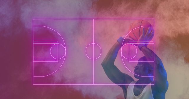 African American Male Shooting Basketball with Digital Interface Overlay - Download Free Stock Images Pikwizard.com