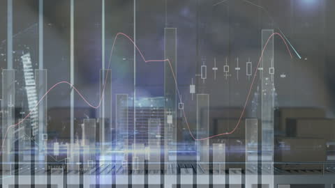 Digital Financial Graphs Overlay on Warehouse Setting