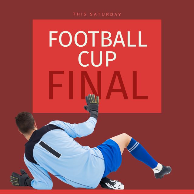 Football Cup Final Announcement with Goalkeeper in Action - Download Free Stock Templates Pikwizard.com