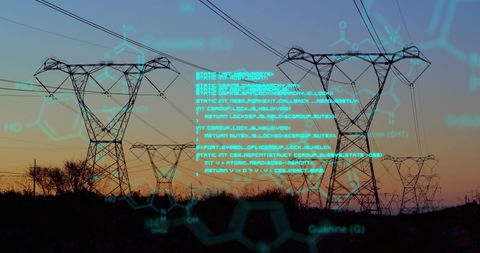Futuristic Energy Infrastructure with Digital Overlay - Download Free Stock Images Pikwizard.com