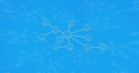 Digital network connections on blue background