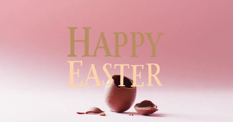 Happy easter greeting with cracked chocolate egg
