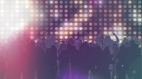 Vibrant Dance Party with Colorful Lights and Animated Crowd