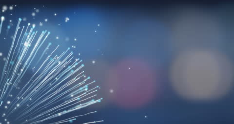 Abstract Light Trails on Blue Background with Bokeh Effects