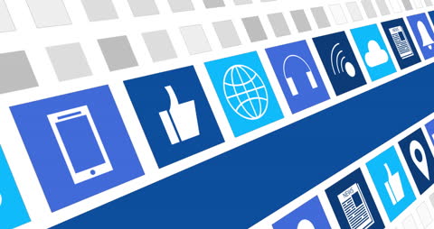 Digital Network of Blue Icons Representing Global Connectivity