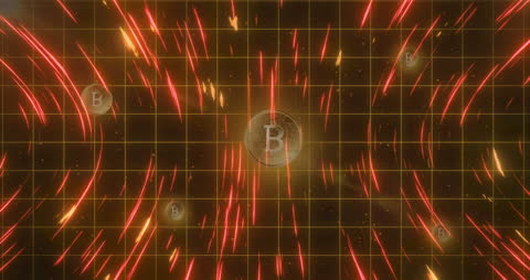 Bitcoin Blockchain Digital Network with Pioneering Light Streaks