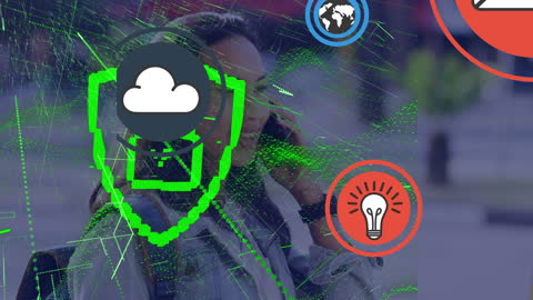 Digital Interface Concept with Cloud, Globe, and Lightbulb Icons