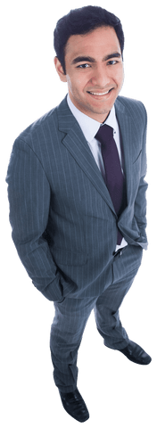 Smiling Biracial Businessman Standing on Transparent Background