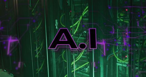 AI Technology in Modern Server Room with Neon Purple Effects - Download Free Stock Images Pikwizard.com
