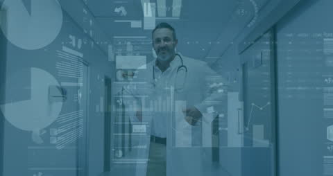 Medical Professional Analyzing Advanced Data in Digital Overlay