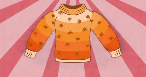 Vibrant starburst gradient knitted sweater illustration