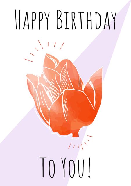 This digital illustration features a vibrant tulip with a 'Happy Birthday To You!' greeting. Ideal for birthday cards, personalised messages, email greetings, social media birthday posts, and festive decorations to spread joy and festivity.