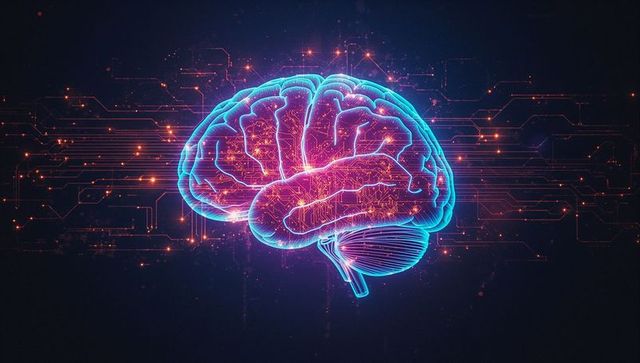 Neon Digital Brain in Cybernetic Circuit Arena