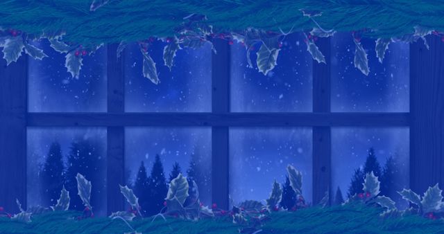 Cozy Winter Window Decorated With Holly and Fir Leaves - Download Free Stock Images Pikwizard.com