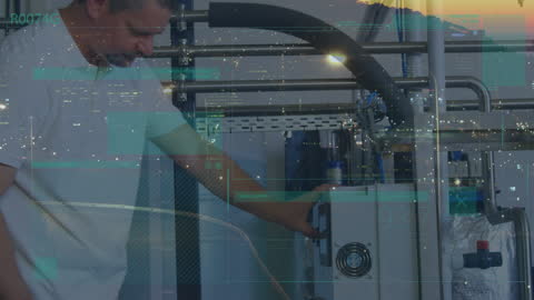 Worker Operating Industrial Machine with Hood Interface Overlay