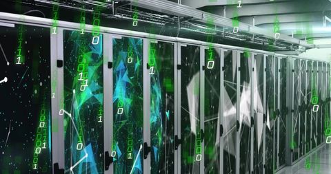 Digital Binary Code and Network Links in a Server Room - Download Free Stock Images Pikwizard.com