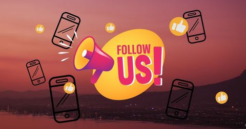 Social media invitation banner at scenic sunset