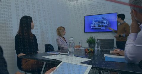 Financial Data Analysis with Team Collaboration in Modern Office