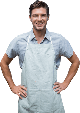 Transparent Smiling Young Male Chef in Apron Confident Pose - Download Free Stock Videos Pikwizard.com