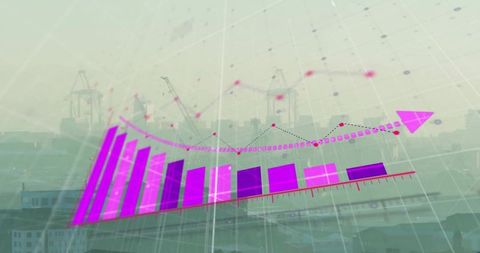 Futuristic Data Analytics Overlay on Industrial Port Landscape