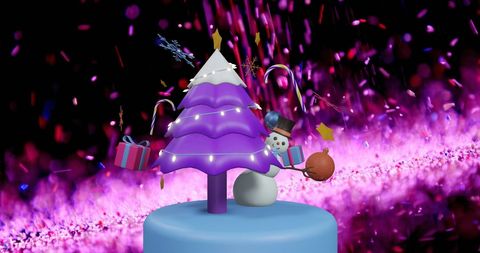 Festive Illustrated Christmas Tree with Decorations