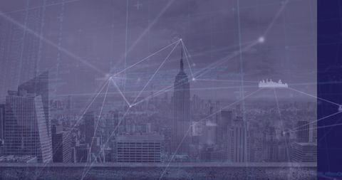 Network Connections and Data Overlaying City Skyline - Download Free Stock Images Pikwizard.com