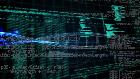 Futuristic Digital Interface with Glowing Code and Connections