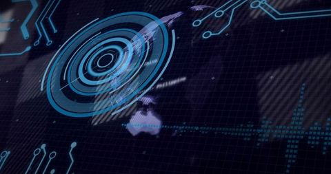Futuristic Digital Interface with HUD and Map Integration