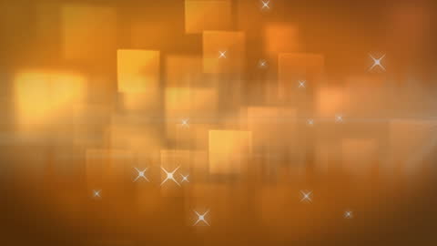 Abstract Orange Background with Floating Stars and Squares