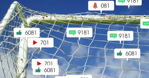 Floating Social Media Icons with Soccer Goal Post - Download Free Stock Images Pikwizard.com