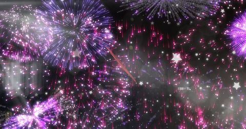 Celebratory Fireworks and Glittering Stars at Night - Download Free Stock Images Pikwizard.com