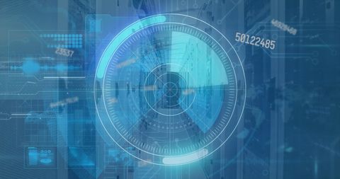 Futuristic Digital Interface with Data Visualization on Blue Background - Download Free Stock Images Pikwizard.com