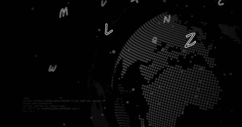 Digital Data Globe with Alphabet Letters