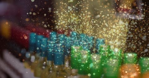 Festive Bokeh Lights Over Colorful Wine Bottles for Celebration - Download Free Stock Images Pikwizard.com