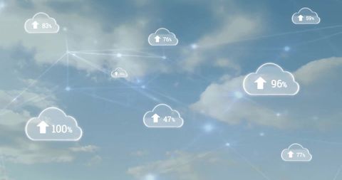 digital cloud connections illustration with blue sky background - Download Free Stock Images Pikwizard.com